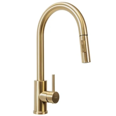 Imagen de Rea FRESH BRUSH GOLD GRIFO de cocina Mezclador fregadero latón monomando ajustable en frío y calor Giratorio 360 (Oro)