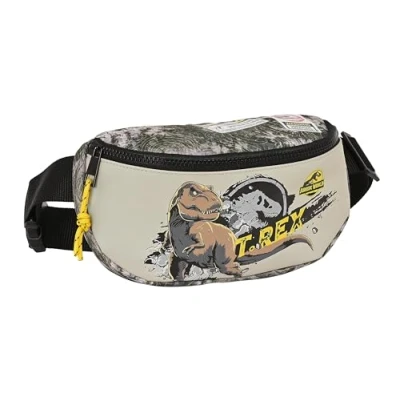 Imagen de Safta Jurassic World Warning Riñonera Infantil Niño, Ideal para Jóvenes y Niños de Diferentes Edades, Cómoda Versátil, Calidad Resistencia, 23x9x14 cm, Color Gris