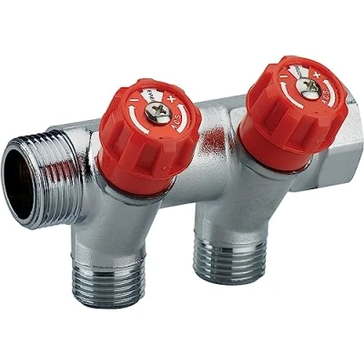 Imagen de Colector Macho Hembra 3/4 con grifería roja 2 salidas 1/2 QUICK PLOMBERIE