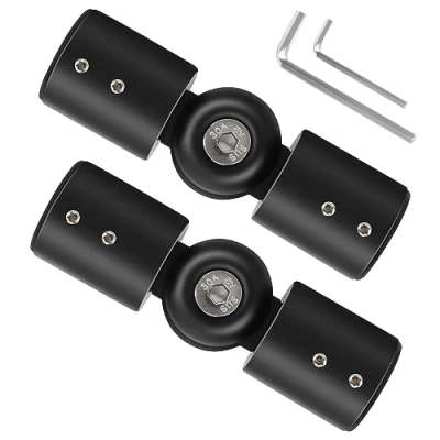 Imagen de Barnaous barra de cortina esquina, conector ajustable para persianas ventana bahía con acero inoxidable negro 1 pulgada (negro)