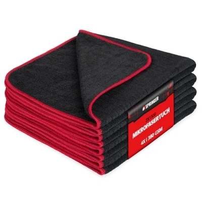 Imagen de Springer ZX1300 Paño Microfibra Coche 40 x cm Antirayas y Suave Paños de Pulido 380 gsm Súper Absorbente Sin Pelusas Trapos Limpieza para Cuidado del