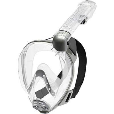 Imagen de Cressi Baron Full Face Mask Máscara Integral Snorkel de Visión Grande con Tubo Respirador, Unisex Adult, Claro/Transparente, S/M