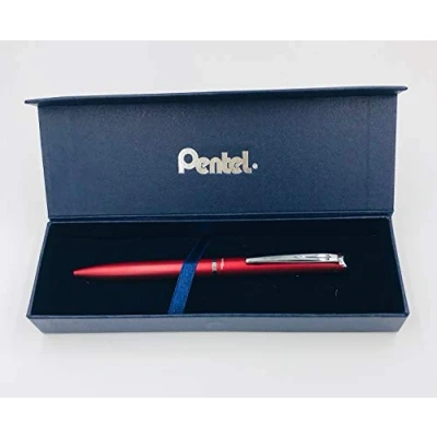 Imagen de Pentel BL2007 EnerGel Roller Gel de alta gama retráctil punta 0,7 mm, cuerpo metal mate rojo caja regalo