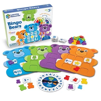 Imagen de Learning Resources Bingo de los Osos, Juegos Interiores, Juguetes didácticos pequeños, Aprendizaje niños Preescolar, 73 Piezas, 3+ años, Multicolor (LER5025), M (LER0841)