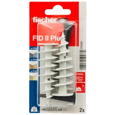 Imagen de Fischer 570350 Tobillo de Nailon FID II Plus Fijación en Paneles Aislamiento PSE y PU/Blister 2 Piezas, Taille unique
