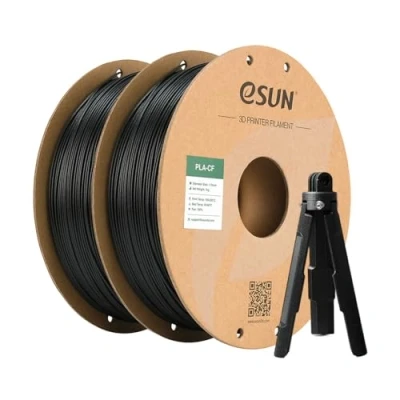 Imagen de eSUN Filamento PLA 1.75mm, ePLA CF Relleno de Fibra Carbono Precisión Dimensional +/ 0.03mm, 1KG por Carrete, 2 Carretes Filamento,Nergo