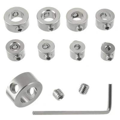 Imagen de EPLZON 3/4/5/6/7/8/9/10 mm 8 Piezas de Acero inoxidable anillos tope Profundidad Broca Anillo Taladro Posicionador HSS Locator, con la Llave Hexagonal