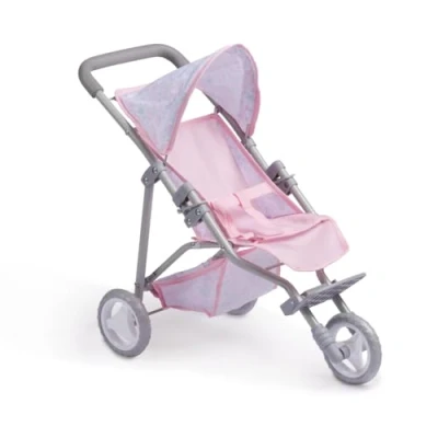 Imagen de JC Toys Silla de Paseo Plegable 3 Ruedas, para muñecas hasta 45 cm, Tiene Cesta y Capota, Ideal Jugar pasear, Rosa con decoración Floral, diseñado por Berenguer, +3 años