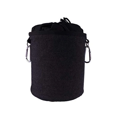 Imagen de trendfinding Bolsa portátil para pinzas de ropa mezclilla y algodón con dos mosquetones resistentes, cierre cordón tope metal colgar guardar 150 la