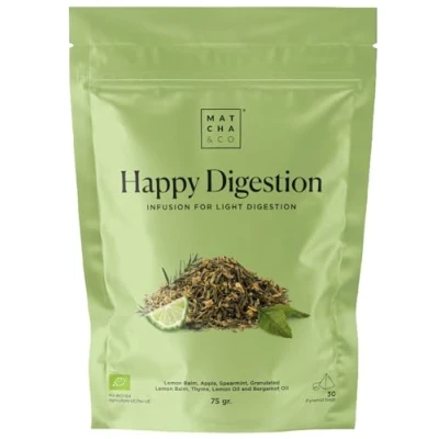 Imagen de Matcha &amp; CO infusión Happy Digestion, 30 dosis de digestiva con hierbas naturales para aliviar la hinchazón y facilitar digestión, Óptimo después las comidas recuperar ligereza