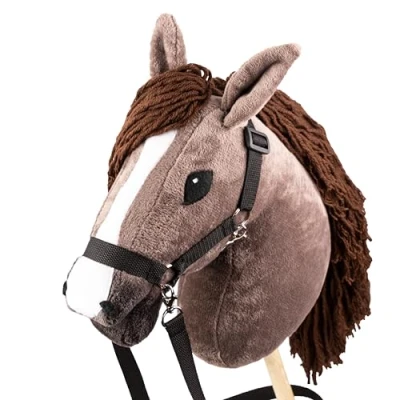 Imagen de SKIPPI Hobby Horse Alazán, Gran Caballo de Palo con Halter y Riendas en el Set, A3 Marrón, Horsing, Regalo para una Niña, un Niño