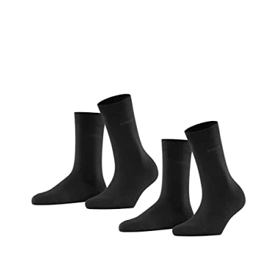 Imagen de ESPRIT Basic Easy 2 Pack W SO algodón unicolor pares, Calcetines Mujer, Negro (Black 3000), 35 38