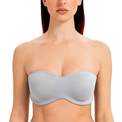 Imagen de MELENECA Sujetador con Aros sin Relleno Reductor Tirantes Bandeau para Mujer Gris 80C