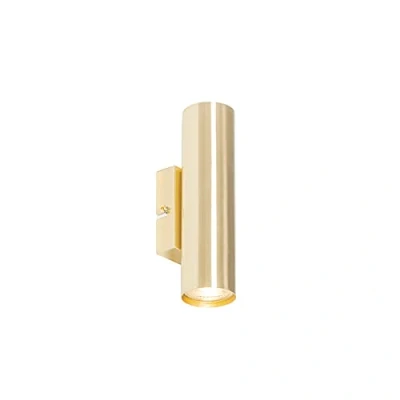 Imagen de Qazqa Aplique moderno latón 2 luces JEANA Acero Cilíndra Adecuado para LED Max. x 7 Watt