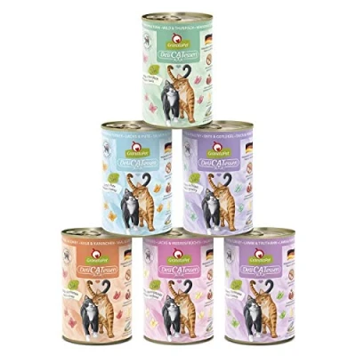 Imagen de GranataPet Delicatessen Multipack 1, Comida húmeda para Gatos en Paquete de degustación, pienso Completo sin Cereales, con Alto Contenido Carne y aceites, 6 x 400