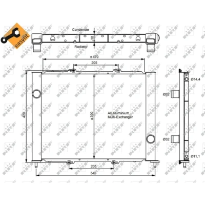 Imagen de NRF EASY FIT 35887 Condensador con junta anular 14,4 11,1 Aluminio 470 RENAULT: CLIO 2, 2 Kasten