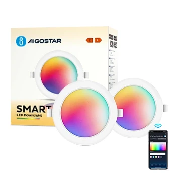 Imagen de Aigostar 15W Inteligente Downlight Led Techo Emportrable, Foco Ø175mm x 26.5mm Redondo Ultradelgado WiFi APP Control, RGB y Blanco Regulable 2700 6500K, Compatible con Alexa Google, 2 Pack