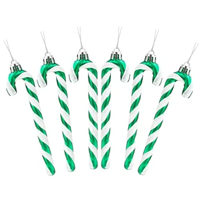 Imagen de Christmas Concepts® Pack de 6 Decoraciones para árboles Navidad con bastón Caramelo Brillo 13 cm (5.2&quot;) (Rosa Fuerte)