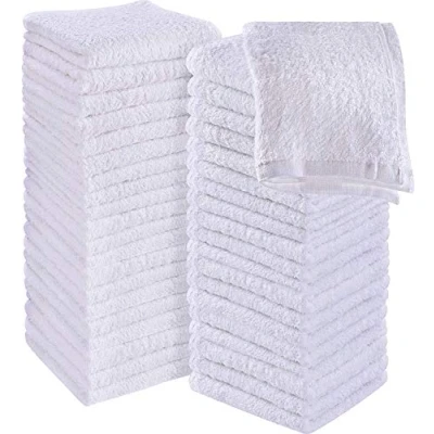 Imagen de Utopia Towels 60 Toallas de enjabonado, 30 x cm con Lazos para Colgar, paños absorbentes Limpiar y la Cara algodón 100% (Blanco)