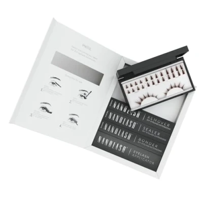 Imagen de kit de inicio extensión pestañas postizas en racimos casa Nanolash completo para aplicar DIY, extensiones (Marrón, FLIRTY)