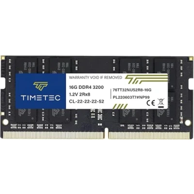 Imagen de Timetec 16GB DDR4 3200MHz (DDR4 3200) PC4 25600 Non ECC Unbuffered 1.2V CL22 2Rx8 Dual Rank 260 Pin SODIMM Compatible con AMD e Intel Gaming Laptop Notebook PC Computer Memory RAM Module Upgrade