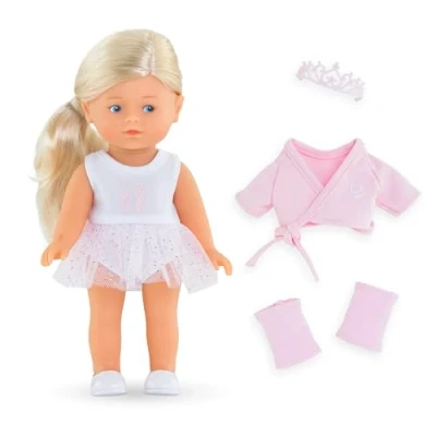 Imagen de Corolle El Juego de Regalo Mini Bailarina Rosa Corolline Incluye muñeca 8 Pulgadas y 3 Accesorios: Tiara, suéter Ballet Calentadores piernas, para Edades años en adelante