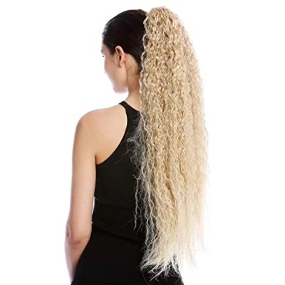 Imagen de WIG ME UP N857 V 24BT613 extensión de pelo coleta más larga voluminosa rizada rizos crespos afro kinks color rubio mechas rubias platino 75 cm