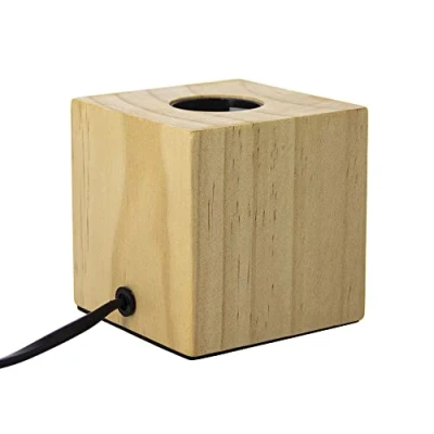 Imagen de Cube table lamp in wood, E27 base compatible, IP20, 60W max power