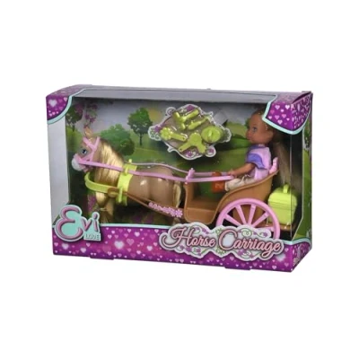 Imagen de Simba Animal,Elephant, Evi Love Horse Carriage Muñeca de Juguete Sentado Caballo, Accesorios, Compartimento Secreto en el carruaje, 28 cm, a Partir 3 años, Multicolor, Medium (4006592086794)