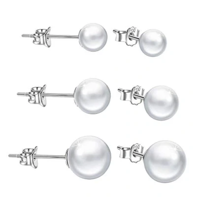 Imagen de Yumilok Juego de Joyas Pendientes Perlas, en Plata 925, Arete para Mujer Niña, Regalo Cumpleaños Navidad (3 pares)