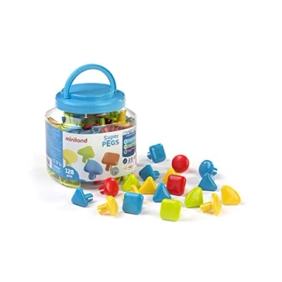 Imagen de Miniland Superpegs (128 Piezas) Bright Colors Juego de mosaicos, Multicolor, Small (95022)