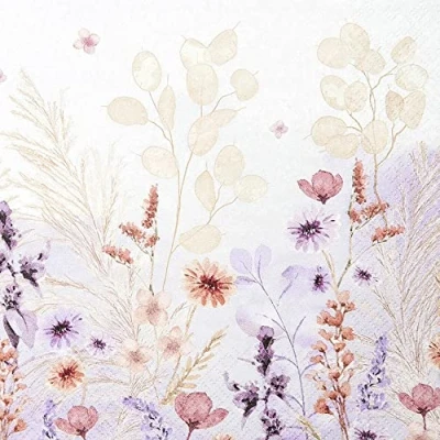 Imagen de 20 servilletas de prado delicado, flores, primavera, verano, naturaleza, decoración mesa, decoupage, técnica servilletas, 33 x cm