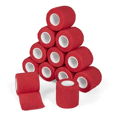 Imagen de Sagafly Venda Cohesiva Envoltura Tape Vet Cinta Bendaje Adhesiva 5cm x 4,5m Vendaje Autoadhesivo Deportiva Cohesivo Vendas para Primeros Auxilios Deportes (Rojo)