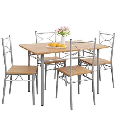 Imagen de CASARIA® Conjunto Mesa y 4 sillas Paul Muebles de Cocina Comedor Haya MDF Resistente 110x70cm