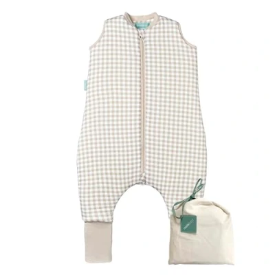 Imagen de molis&amp;co Pijama Manta con Calcetines Antideslizantes 2.5 TOG 60 cm (6 Meses) Ideal para Invierno 100% algodón (Oeko Tex 100) Vichy Beige