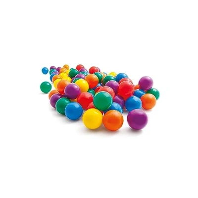Imagen de Intex Pack 100 Bolas Infantiles, Diámetro 6,5 cm, 6 Colores Surtidos, Plástico Resistente, Juego sensorial y motriz, Uso Interior Exterior, Incluye Bolsa con asa, A Partir de 2 años (49602)