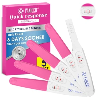 Imagen de 5 Piezas Test de Embarazo, Embarazo Precoz Resultado Rapido Predictor, Sensible, envueltos individualmente HCG Tiras Rápido precisión