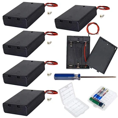 Imagen de GTIWUNG 6Pcs AA 4.5V batería Titular Caso Caja de Almacenamiento la plástico con Interruptor ON/Off, Portapilas Cables + 2Pcs para y AAA