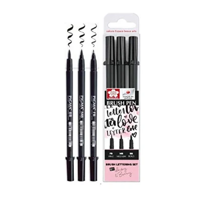 Imagen de Sakura Pigma Brush Pen Negro Set 3 Pincel .FB. MB. BB .Brush pen. Made in Japan