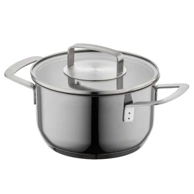 Imagen de FLORINA Olla Acero Inoxidable (1,6 l) I 16 cm de Diámetro Induccion con Tapa Vidrio INFINITY Escala Medidora Práctica Apta para Lavavajillas Ideal Todos los Tipos Cocinas
