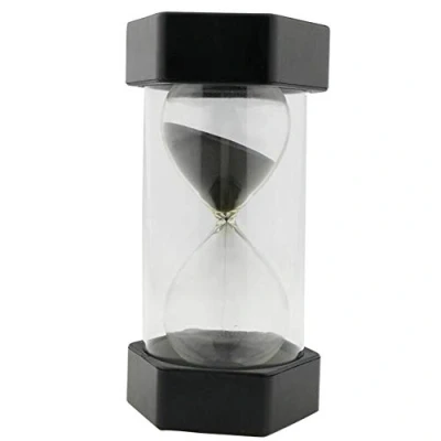 Imagen de EQLEF Reloj de Arena 16cm, 60 Minutos Temporizador para Niños Aula Cocina Hogar Oficina y Juego (Negro, Minutos)