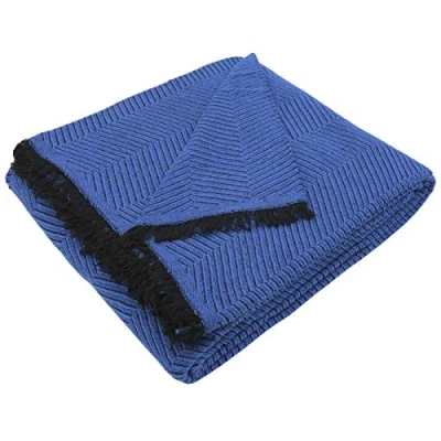 Imagen de MERCURY TEXTIL Colcha Multiusos Sofa,Manta Foulard,Plaid para Cama,Cubresofa Cubrecama,jarapas,Comoda Practica y Suave. Poliester Algodón (180 x 260cm, Espiga Azul Negro)