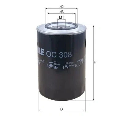Imagen de MAHLE ORIGINAL OC 308 Filtro de aceite con válvula bloqueo retorno enroscable SCANIA: P,G,R,T series, 4 L,P,G,R,S series