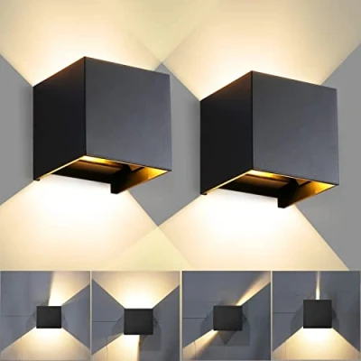 Imagen de CANMEIJIA Aplique Pared Exterior 12W Impermeable IP65 Lampara de Interior Luz Cálida 3000K Ángulo ajustable Lámpara Blanco para Porche Salón Dormitorio