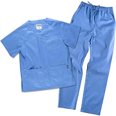 Imagen de Work Team Uniforme Sanitario, con elástico y cordón en la Cintura, Casaca Pantalon Unisex Celeste M