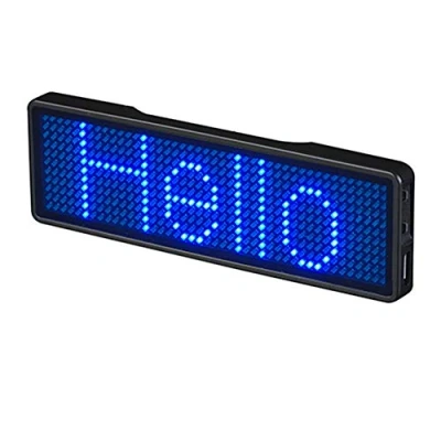 Imagen de PovKeever etiqueta de nombre programable LED para desplazamiento, placa exhibición digital, señal USB, identificación recargable restaurante, exposición, hotel