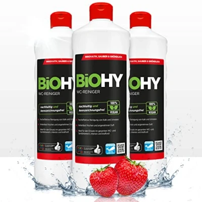 Imagen de BiOHY WC limpiador (3 botellas de 1 litro) Gel viscoso, concentrado ideal contra las escamas orina (WC Reiniger)