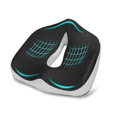 Imagen de Cojin Coxis de Espuma Memoria Portátil, Cojín para Silla Oficina, Silla, Automóvil, Ortopédico Coxis, Funda Lavable, Gris