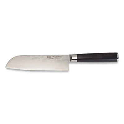 Imagen de Echtwerk Damasco Cuchillo Santoku Mango de Madera. Incl. Caja Regalo, Stainless Steel, Plata, longitud la hoja aprox. 18cm