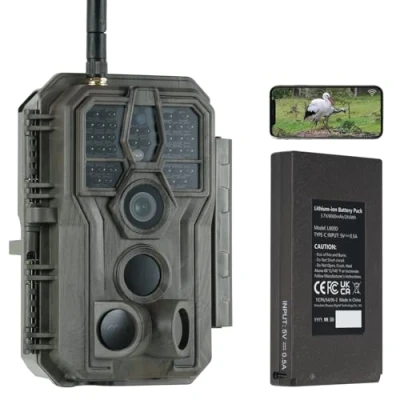 Imagen de GardePro E8P Cámara de Caza, WiFi, Batería Recargable 8000mAh, 64MP 1296P H.264, Camara Fototrampeo con Alcance Visión Nocturna WiFi 0,1s Tiempo Activación